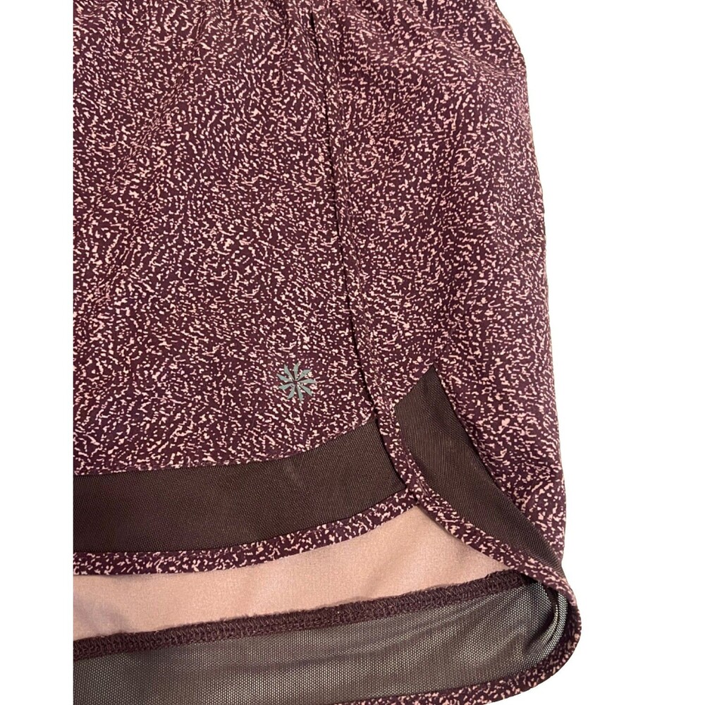 ATHLETA Purple Violet Static Printed Mesh Racer Run Shorts 4" Zip Pocket Small - Picture 8 of 11